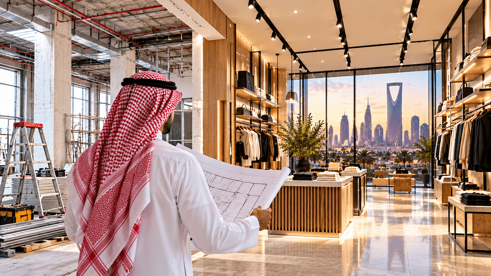 Commercial shop interior finishing in Riyadh with cost planning