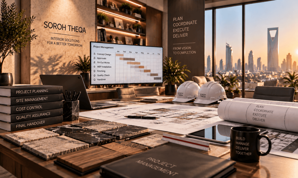 Interior project management services in Riyadh by Soroh Theqa