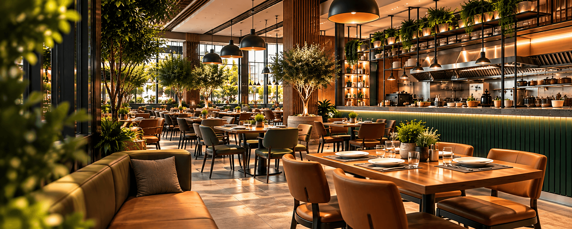 Modern restaurant interior design and fit-out in Riyadh, Saudi Arabia.