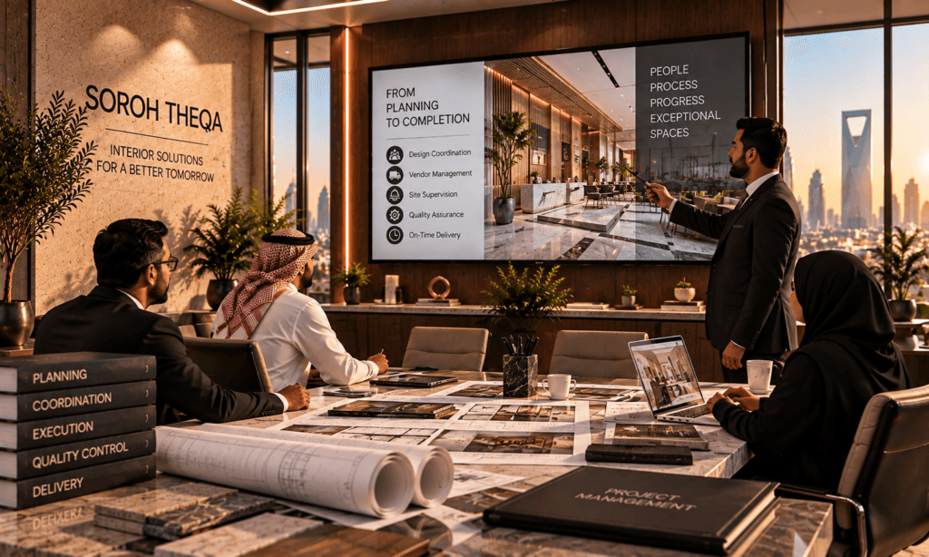 Interior project management planning and completion in Riyadh by Soroh Theqa