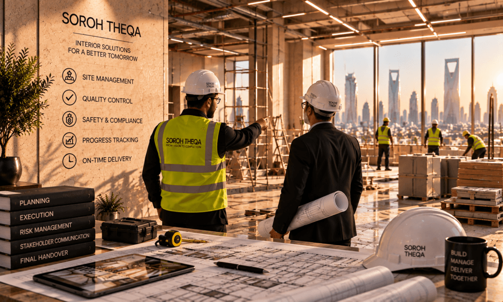 Interior project execution and site management in Riyadh by Soroh Theqa